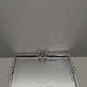 Decorative Tray, Bright Silver, Modern Premium Feeling Perfume Tray, Luxury Rust-Proof Glass Tray for Bathroom, Dresser, Bedroom