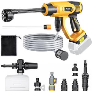 Ecarke Portable Car Cleaning Tool Compatible with Dewalt 20V Battery, 6-in-1 Nozzle & Foam Cannon, 3-Speed Adjustment, 5m Hose, Brushless Motor for Car Floor, Patio, Fence (Battery NOT Included)