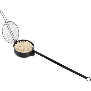 Campfire Popcorn Popper - Old Fashioned Popcorn Maker with Extended Handle - Camping Gear by Great Northern Popcorn (Black)