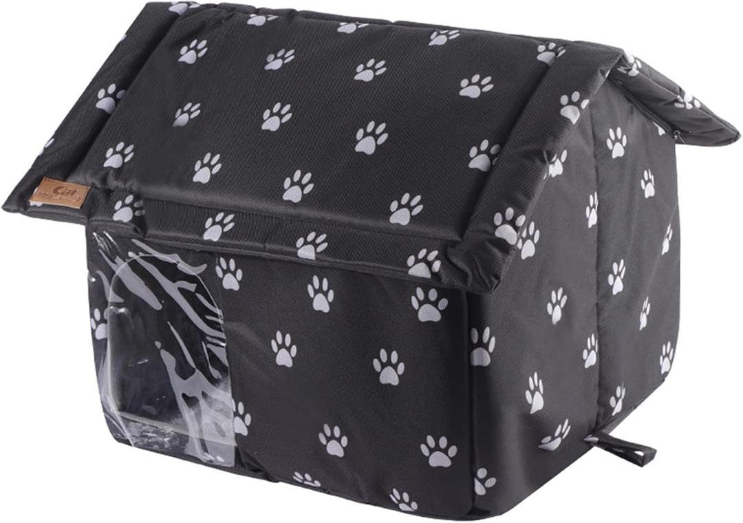 Stray Cats Shelter Cat Bed, Outdoor Waterproof Windproof Foldable Warm Pet Cave, Oxford Stray Cats Shelter Pet Supplies Wild Cat/Dog Winter Warm Cat House - House(M)