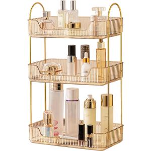 Amber 3-Tier Countertop Vanity Organizer - Skincare & Makeup Shelf for Bathroom Cosmetics, Toiletries, Lotions, Perfumes (11.8" x 6.7" x 18.9")