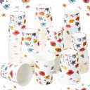 Maxcheck 100 Pcs Floral Party Supplies Bulk Spring Flower Paper Cup Disposable 9 oz Flowers Drinking Coffee Cup for Tea Party Hot Cold Drinks Wedding Birthday Bridal Baby Shower(Wildflower)