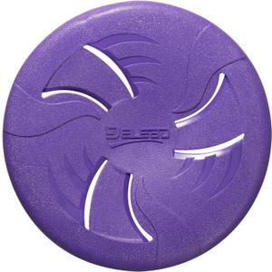 Indestructible Dog Flying Disc, Interactive Dog Flyer Toys, Soft Lightweight Catch and Fetch Toys for Medium Large Dogs, Floats in Water & Safe on Teeth, 9 inch (Large, Purple)