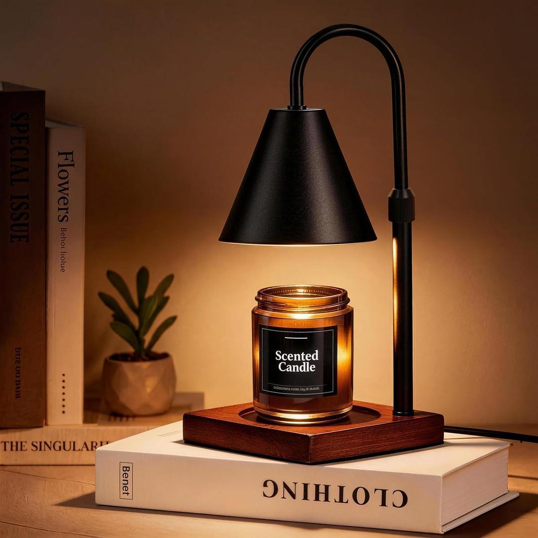 Modern Candle Warmer Lamp with Timer, Dimmable Candle Lamp Warmer, Mothers Day Birthday Gifts for Women Men, Black Candle Warmer, Adjustable Candle Light Warmer, Cozy Living Room Bedroom Home Decor (5.3"D x 5.3"W x 10.5"H)