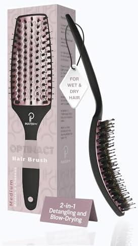 Inatekpro Curved Vented for Blow Drying - Boar Bristle Brush (Medium) with Comfortable Handle - Soft Bristle Brush for Thick and Fine Hair - Natural Boar Bristles for Women, Men & Kids - Rose Gold Inatekpro Curved Vented for Blow Drying - Boar Bristle Brush (Medium) with Comfortable Handle - Soft Bristle Brush for Thick and Fine Hair - Natural Boar Bristles for Women, Men & Kids - Rose Gold