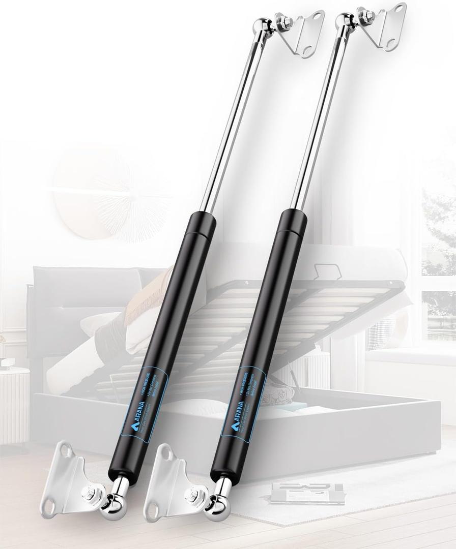 ARANA Gas Struts 28 inch 250lb Gas Springs Shock Props, 28" Lift Support with Mounting Brackets for Heavy Duty Lid Muphy Queen Bed RV Bed Trap Door Custom Wooden Lid (Fit 200-275lbs Lid), 2Pcs