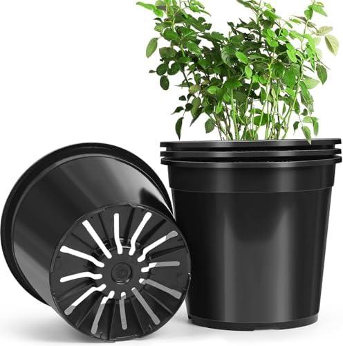 DUNPUTE 4pcs 10 Gallon Pots for Plants, 10 Gallon Plastic Nursery Pot with Drainage Holes, Planter Seedling Pots for Nursery Garden, Flowers, Succulent Outdoor Indoor (10 Gal- 4 Pack)