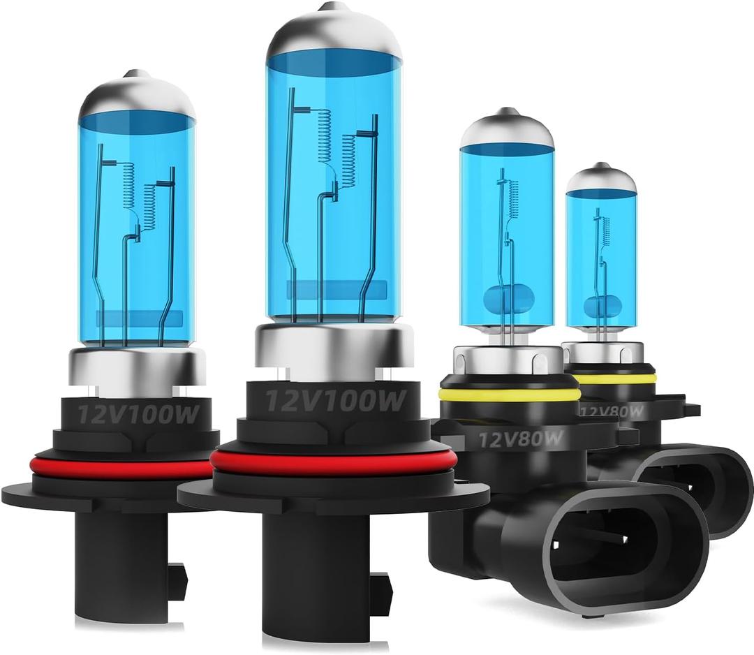 Headlight Bulbs Fit For Dodge Ram 2002-2007, 9007 High Low Dual Beam 9006 Fog Lights Combo, Super Bright 5500K White Light High Performance Halogen Light Bulbs, 4PCS