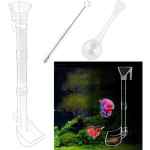 Rainmae Aquarium Feeding Dish Set, Transparent Aquarium Feeder Tube Kit, Fish Tank Feeding Supplies with Cleaning Brush and Food Scattering Prevention