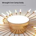 JAYMP 41.3" Ceiling Light Modern Flower Shape Ceiling Lamp for Living Room Dining Room Flush Mount Metal Acrylic Sputnik Firework Petal LED Lighting Fixture (Matte Gold, 28+1 Lights)