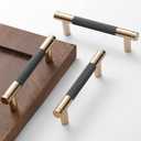 50 Pack 3 3/4 Inch 96 mm Bar Cabinet Pulls Gold and Grey Knurled Handles for Brushed Gold Drawer Pulls Cupboard Aluminum Handles