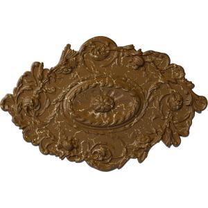 Endurathane Strasbourg Ceiling Medallion, 30 1/2"W x 20"H x 1 1/2"P, Hand-Painted Smokey Topaz Crackle Finish