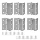 Half-Surface Hinges 3" Chest Hinges，6 Pack Offset Door Hinge with 36 Screws，1.8 mm Thickness Max Load 66 lb for Expandable Door, Cabinet, Furniture Vintage Jewelry Chest（Silver）