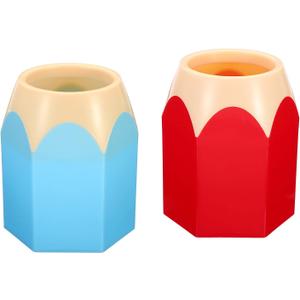PATIKIL Pencil Holder, 2 Pack Pen Holder for Desk Cute Plastic Pencil Holder for Desk Pencil Holders Cup Organizer Pencil Shape, Blue Red