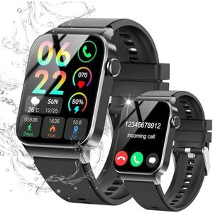 STECEi Smart Watch for Men Women Bluetooth Call, 1.85" HD Screen Smartwatch with Heart Rate/Sleep Monitor, 110+ Sport Modes Activity Trackers IP68 Waterproof, Fitness Watch for Android iOS, Black