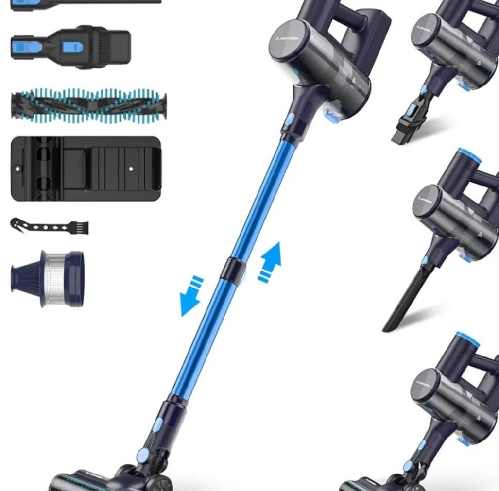 Claesydorn Cordless Vacuum Cleaner, Powerful 6-in-1 Lightweight Stick Vacuum Up to 45mins Runtime with Ultra-Large Capacity Battery, Rechargeable Handheld Vacuum for Hard Floor Pet Hair Home