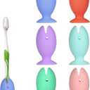 6 Pcs Toothbrush Covers Caps Silicone Fish Toothbrush Holder, Cute Standing Tooth Brush Cover, Toothbrush Head Travel Protector Cap for Household Travel, Camping, Bathroom, School, Business