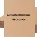 12PACK Corrugated Cardboard Sheets 24 x 36" Large Flat CardBoards Sheet Squares 1/8 inch Think for Craft, Shipping,DIY Project,Painting
