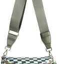 Black and White Checkered Crossbody Bag Bum Bag for Women,Spacious Checkered Purse Fanny Packs Belt Bag (Beans Green Checkered)