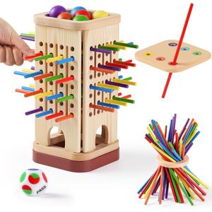 Montessori Game Wooden Board Game, Multiplayer for Kids 4-8, Math Educational, Fine Motor Skill Toy for Girls Boys, Classic Fun Games for Age 3 4 5 6 7 8 Girls Boys Gifts (Storable)