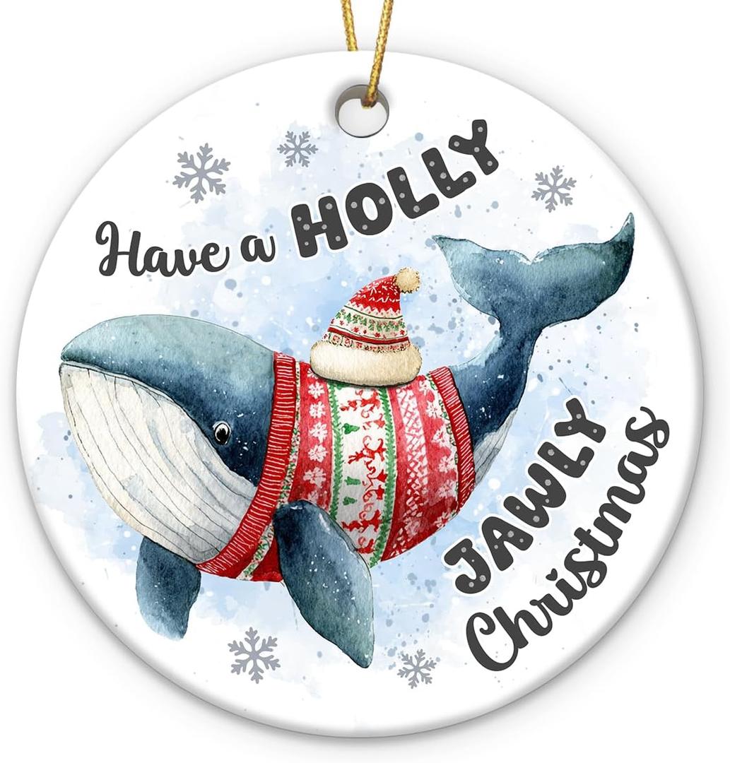 6 x Whale Christmas Ornament 2025 - Xmas Ornaments as Whale Gifts for Women, Animal Ornaments for Christmas Tree Decorations, Sea Animal Lover Gifts for Women Men Coworker Friend Family