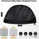 Headrest Covers for Cars Satin Universal Car Headrest Covers 2pcs for Hair Protection Adjustable and Reusable Anti-Dirty Flexible Hear Rest Cover for Auto Cars Trucks Black