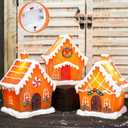 Christmas Gingerbread House Tabletop Decoration Lighted Christmas Village House Real Wax Battery Operated with Remote Flickering LED Light Christmas Village Decor for Mantel Desk Table Centerpiece