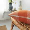 7COLORROOM Set of 2 Orange and White Buffalo Check Plaid Throw Pillow Covers Farmhouse Decor Happy Fall Harvest Pumpkin Rectangular/Waist Cushion Cover Thanksgiving Autumn Home Pillowcases 12" x 20"
