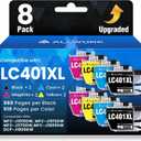LC401XL LC401 MFC-J1010DW Ink Cartridges for Brother Printer LC 401XL 401 XL Ink Cartridge Compatible for MFC J1010DW MFC-J1170DW MFC-J1800DW MFC-J1012DW Series Printer (8-Pack) Upgraded High Yield