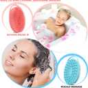 2 Pack Silicone Body Scrubber, Loofah Double-Sided Body Brush,Shower Scrubber and Scalp Massager Shampoo Brush for Sensitive Kids Women Men All Kinds of Skin (Pink & Blue)