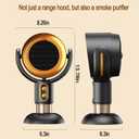 PuffHide Indoor Purifier Fan, Portable Smoke Fan with Adjustable Angle & Washable Filter, Compact Exhaust Fan for Indoor Use, BBQ & Hot Pot (Black-Gold)