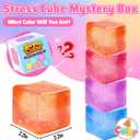 4 Pack Big Ice Cube Squishy Toys, 4 Color Glitter Stress Cube Fidget Toys, 2.2 inch Sensory Squeeze Toys, Squishy Cube Pack for Kids Adult Anxiety Stress Relief, Quiet Fidgets for Classroom Home