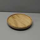 Round Decorative Tray Wood Bathroom Counter Organizer Farmhouse Kitchen Decor Wooden Riser for Soap Dish, Perfume, Candle, Sponge, 9" - Brown