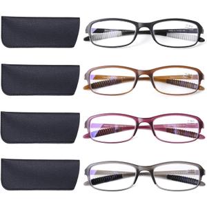DOOViC 4 Pack Computer Reading Glasses Blue Light Blocking Anti Eyestrain Flexible Lightweight Readers for Women Men 2.5 Strength