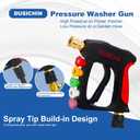 DUSICHIN Power Washer Gun Short Wand With Color-coded Tip Holder on Handle, 5 Tips Car Wash Spray Gun M22-14mm Inlet, High Pressure On Pressure Washers, Garden Hose Adapter for Low Pressure Use