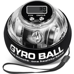 Torque Ball Hand Exerciser, Grip Strength Trainer, Forearm Strengthener, Hand Strengthening Devices,Wrist Power Gyro Ball,Wrist Strengthener, Finger Exerciser with Auto-Start LED Lights and Digital Display