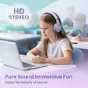 acer USB-C Kids Headphones - 85/94dB Safe Volume Limited, Foldable Wired Over Ear Headphones for Travel, Toddler Headphones for School, Travel, iPad, Tablet, Purple Green, HK03C