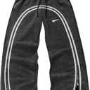 SOLY HUX Men's Side Striped Sweatpants Drawstring Waist Zipper Baggy Wide Leg Pants Streetwear Black Striped X-Large