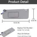 Left Drvier Side Sun Visor Fit for Honda Pilot 2017-2022, Honda Ridgeline 2018-2023 Replaces# 83280-TG7-A12ZB (Gray)
