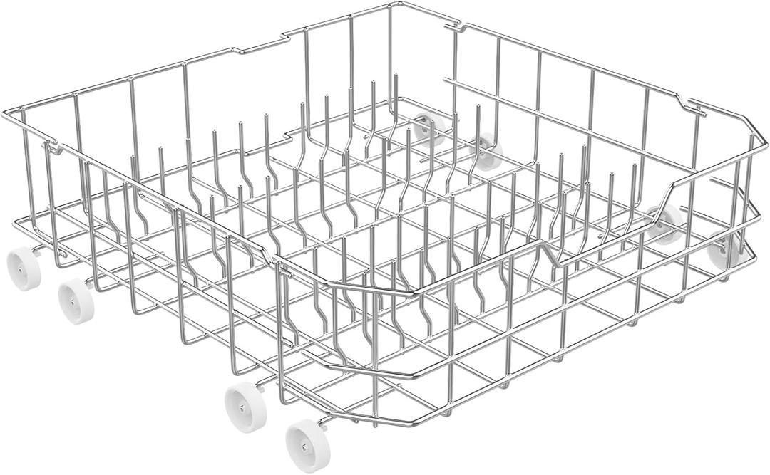 UPGRADED WD28X10384 Dishwasher Lower Rack Compatible with GE Dishwasher Rack Replacement Parts,WD28X10166 WD28X10309 GLD5660N00SS GLD4560R00SS Stainless Steel GE Dishwasher Bottom Rack with Wheel