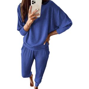 PRETTYGARDEN Women's Fall 2 Piece Lounge Set Long Sleeve Tops Ribbed Pants Spring Matching Sweatsuit Travel Outfits Clothes (2X-Large, Blue) PRETTYGARDEN Women's Fall 2 Piece Lounge Set Long Sleeve Tops Ribbed Pants Spring Matching Sweatsuit Travel Outfits Clothes (2X-Large, Blue)