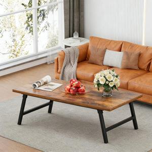 FAMIDGE Folding Coffee Table, 39.4 Portable Floor Table Desk for Sitting on The Floor, No Assembly Low Coffee Table for Living Room, Home, Caravan and Camping, Large 39.4Lx19.7Wx15.8H, Brown, Extra Large 1T