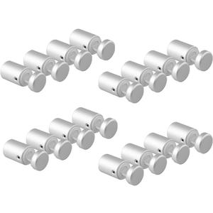 Pack of 16, Side Clamp Standoffs 3/4" x 1" Satin Aluminum, Edge Grip Standoffs for Glass, Burglarproof Sign Standoff, Standoffs Hardware, for Acrylic, Glass, PVC, Glass Panel with 2 pcs Spacers (Sliver)
