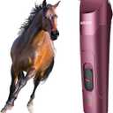 Professional Grooming Electric Corded 2-Speed Horse Clipper with Detachable Blade - Cool & Quiet Running Design - Includes Size T84 Blade for Complete Horse Grooming - Burgundy