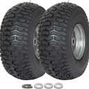 (2 Pack) WEIZE 15x6.00-6 Tire and Wheel Assembly, Replacement Riding Lawn Mower Front Tires, Compatible with Craftsman Riding Lawn Mowers, 3" centered Hub, 3/4" Bushing (Gray)