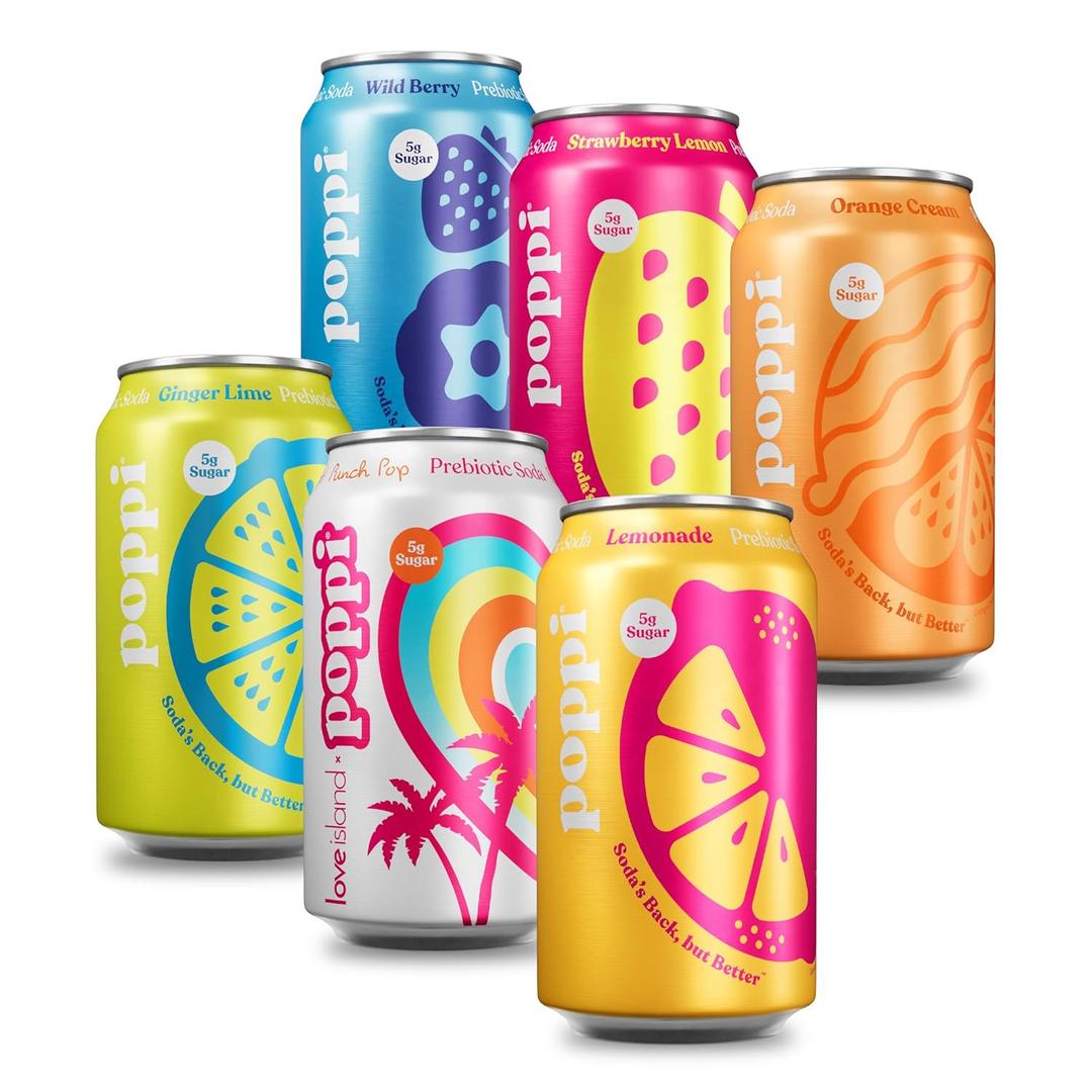 Poppi Prebiotic Soda, Bombshells, 12 Oz, 12 Pack (EXP 09/30/26)