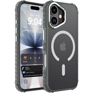 DEERLAMN Strong Magnetic Case for iPhone 17 6.3-Inch,[Compatible with Magsafe][Military Grade Drop Protection] Translucent Matte Shockproof Protective Phone Cover-Frosted Gray