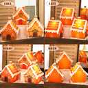 Christmas Gingerbread House Tabletop Decoration Lighted Christmas Village House Real Wax Battery Operated with Remote Flickering LED Light Christmas Village Decor for Mantel Desk Table Centerpiece