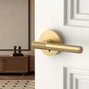 Asidrama 4 Pack Champagne Bronze Privacy Door Handles, Door Lever with Door Knobs Indoor for Bedroom or Bathroom, Heavy Duty Door Handles Interior with Locks for Left Right Sided Doors
