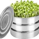 AKAZA 9" Stackable Stainless Steel Seed Sprouting Kit, 3-Tier Mesh Sprouting Tray,1 Base and 1 Cover Lid, Microgreens Propagator for Beans Peas Broccoli Wheat Grass (Clear)